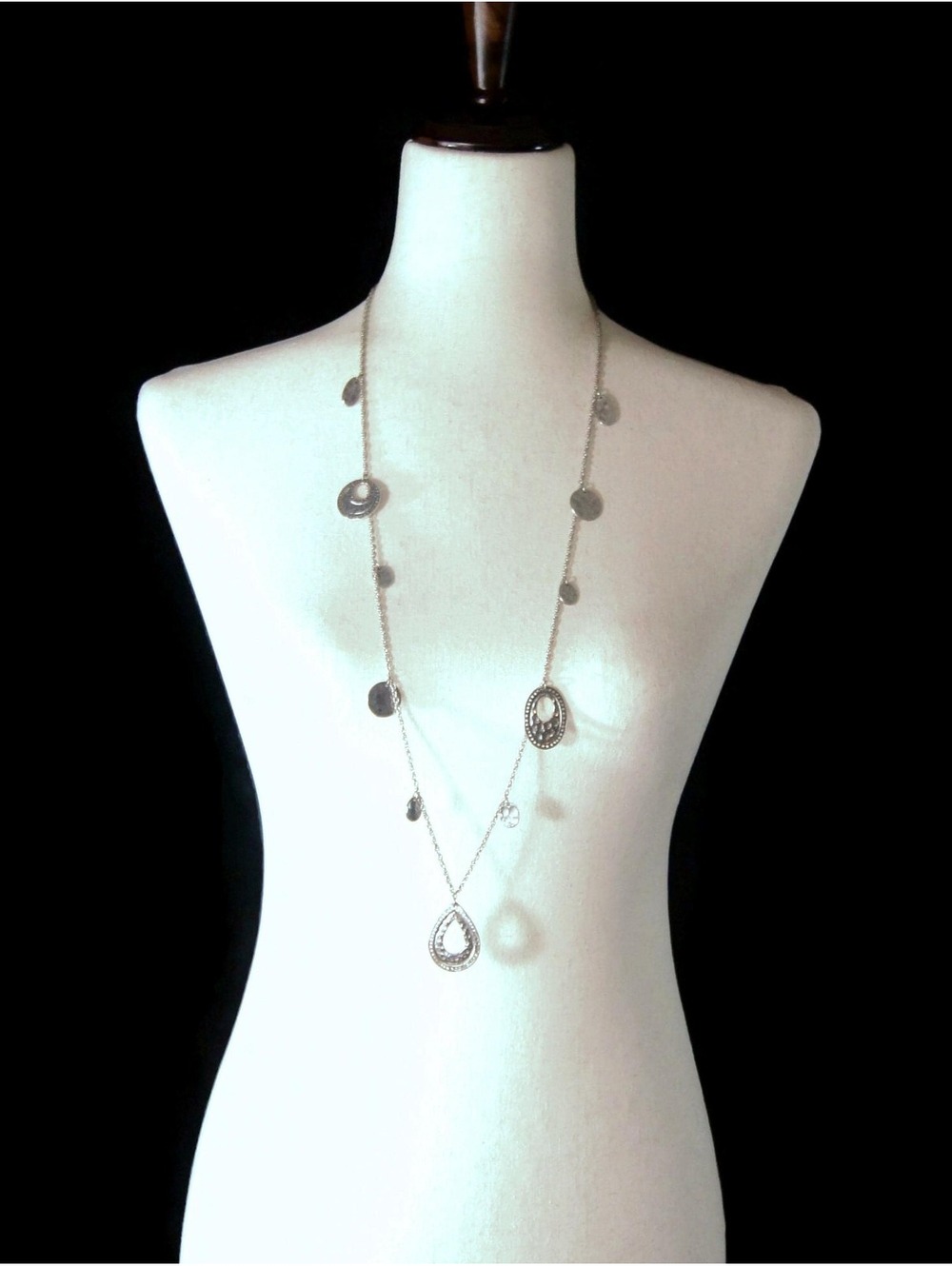 Vintage Express Silver Tone Charm Necklace. 34". Express Hallmark.